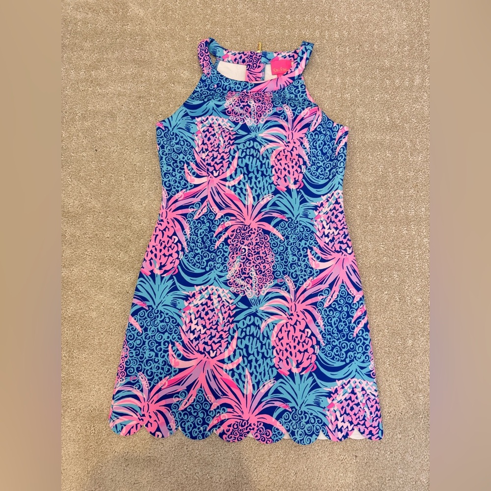 Lilly Pulitzer | Shift Halter Dress | Borealis Blue Pineapples | Girls Size 8